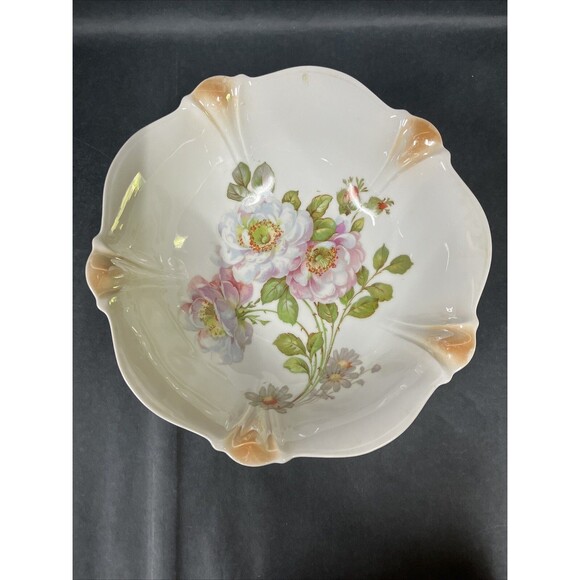 Unbranded Other - Antique Porcelain Floral Serving Bowl 10.5” Hand Painted Made in Germany